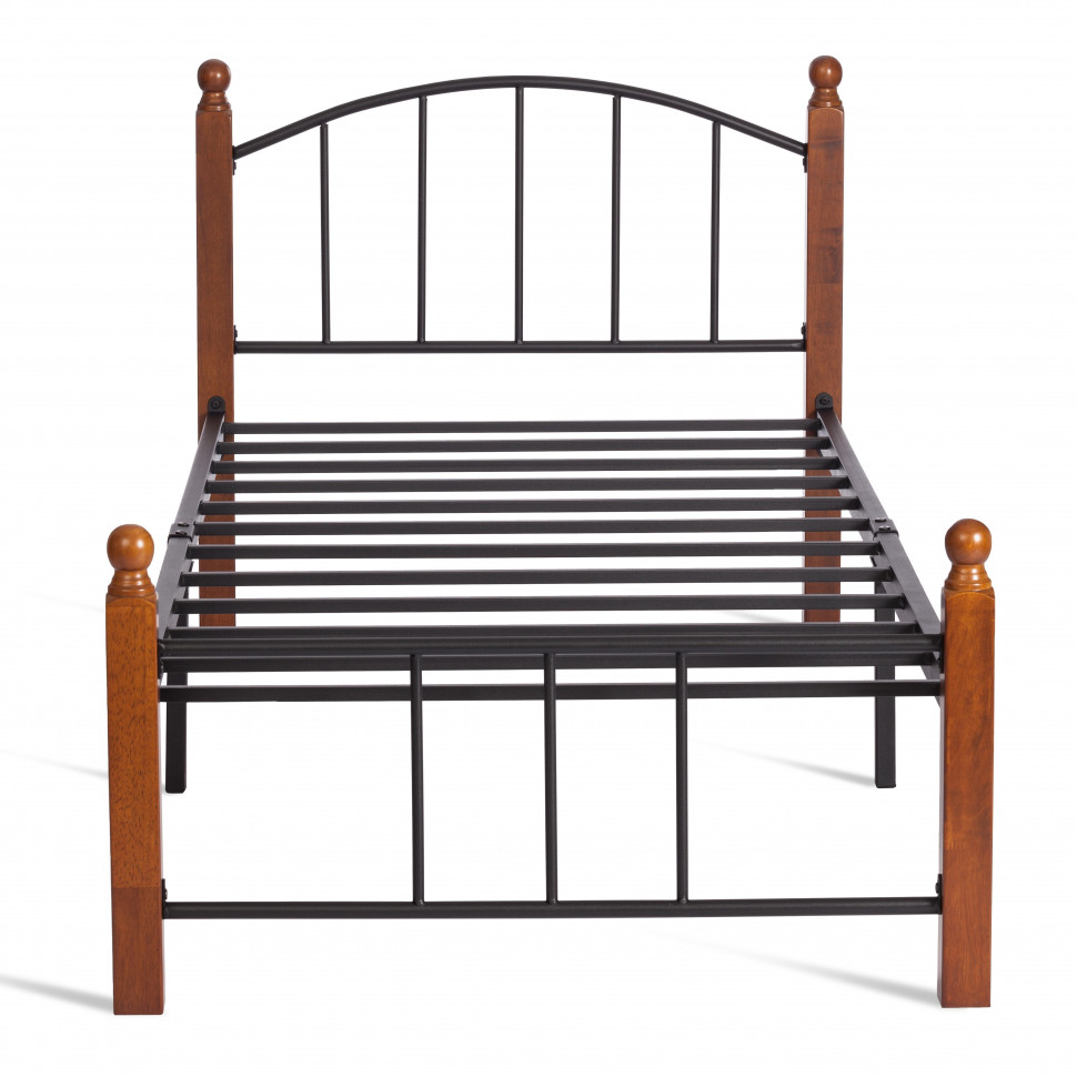 Кровать AT-915 дерево гевея/металл, 90*200 см (Single bed), красный дуб/черный