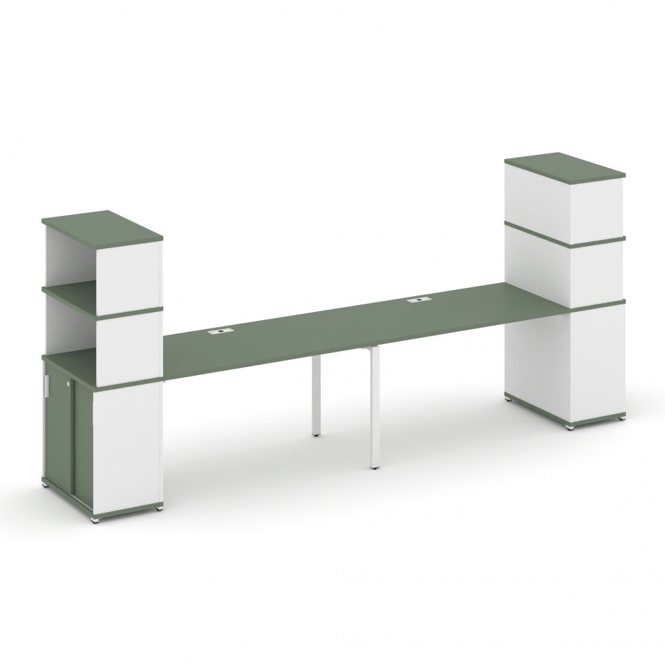 Concept Рабочая станция с опорными шкафом-купе с надставкой выс. CN.ORS-241 W Кобо/Белый Бриллиант/М