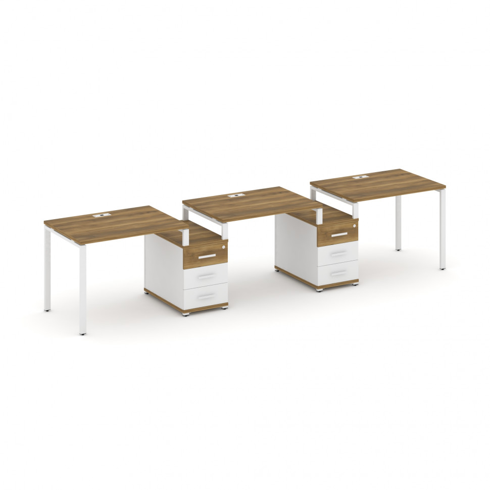Concept Рабочая станция 3 места с 2 опорными тумбами CN.ORS-325 W Сандал Янтарный/Белый Бриллиант/Ме Concept Рабочая станция 3 места с 2 опорными тумбами CN.ORS-325 W Сандал Янтарный/Белый Бриллиант/Ме