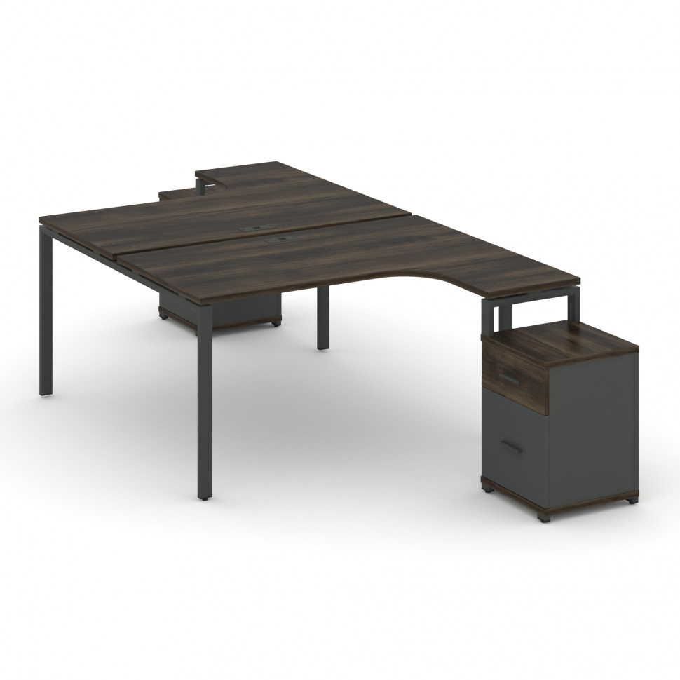 Concept Рабочая станция с 2 опорными тумбами CN.DSA-307 A Дуб Мали/Антрацит/Металл Антрацит 1380*240