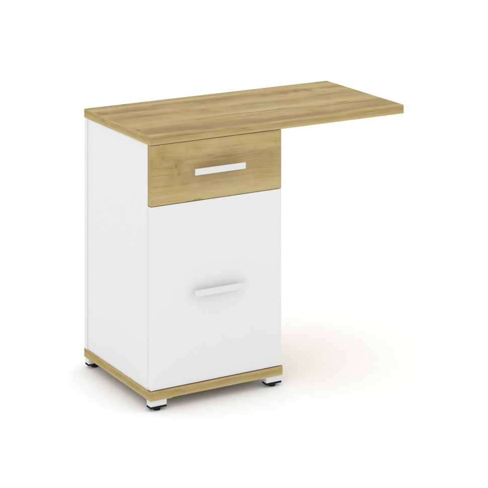 Concept Тумба приставная узкая 1 ящ.+1 распаш. фасад со свесом CN.TUS-003 W Дуб Винченцо/Белый Брилл Concept Тумба приставная узкая 1 ящ.+1 распаш. фасад со свесом CN.TUS-003 W Дуб Винченцо/Белый Брилл