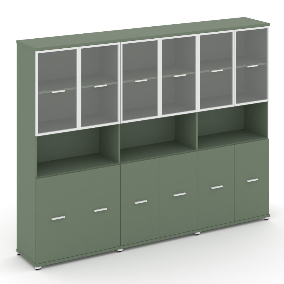 Concept Шкаф 3 широкие секции, 5 ниш CN.STS-533 RPW W Кобо/Металл Белый/Прозрачный 2500*420*1922