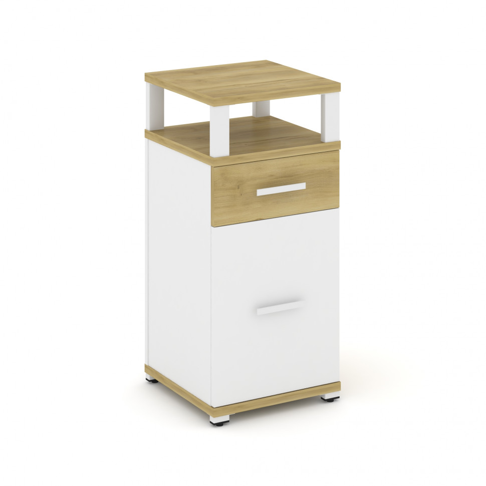 Concept Тумба опорная/приставная 1 ящ.+1 распаш. фасад с надставкой CN.TUO-006 W Дуб Винченцо/Белый