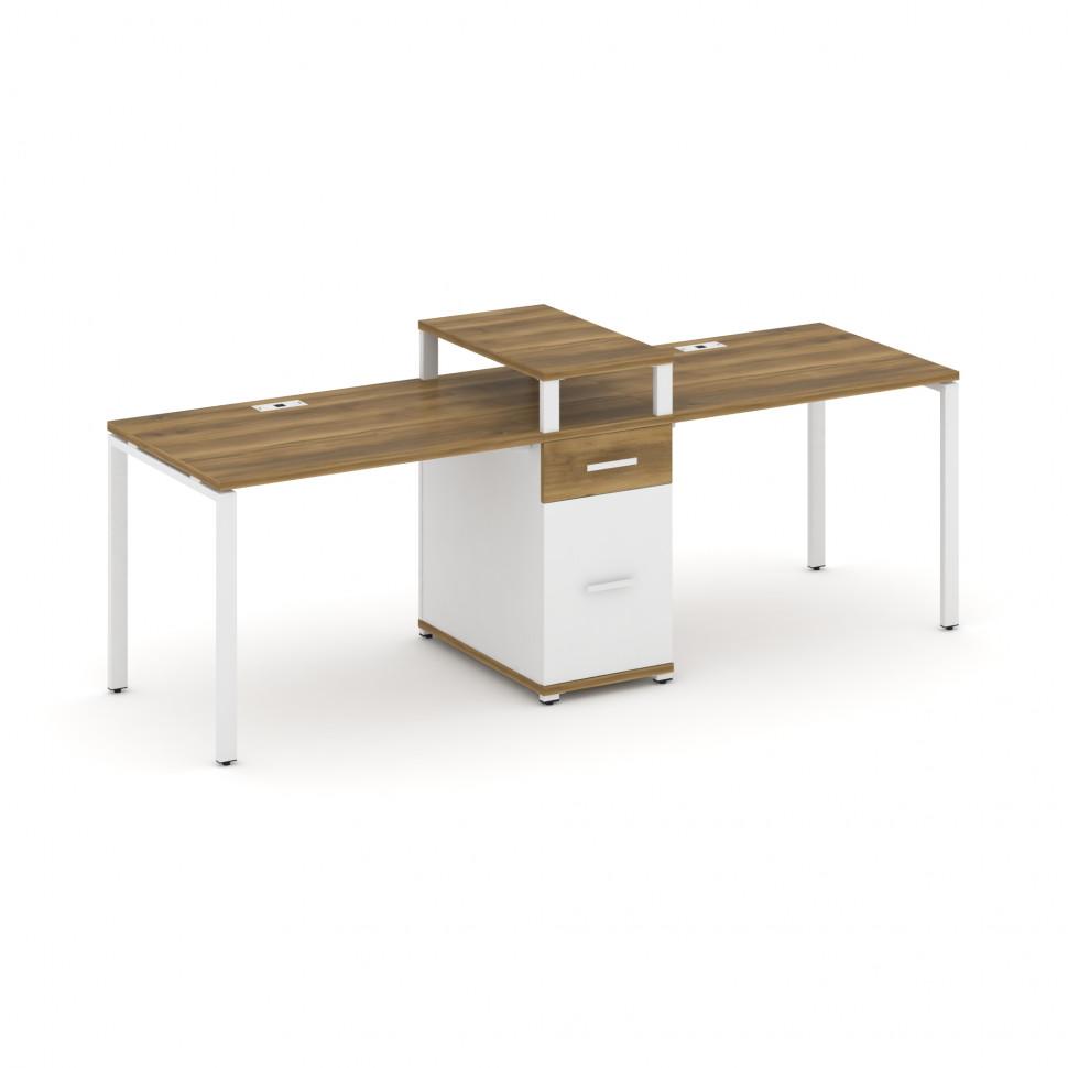 Concept Рабочая станция 2 места с 1 опорной тумбой CN.ORS-421 W Сандал Янтарный/Белый Бриллиант/Мета Concept Рабочая станция 2 места с 1 опорной тумбой CN.ORS-421 W Сандал Янтарный/Белый Бриллиант/Мета