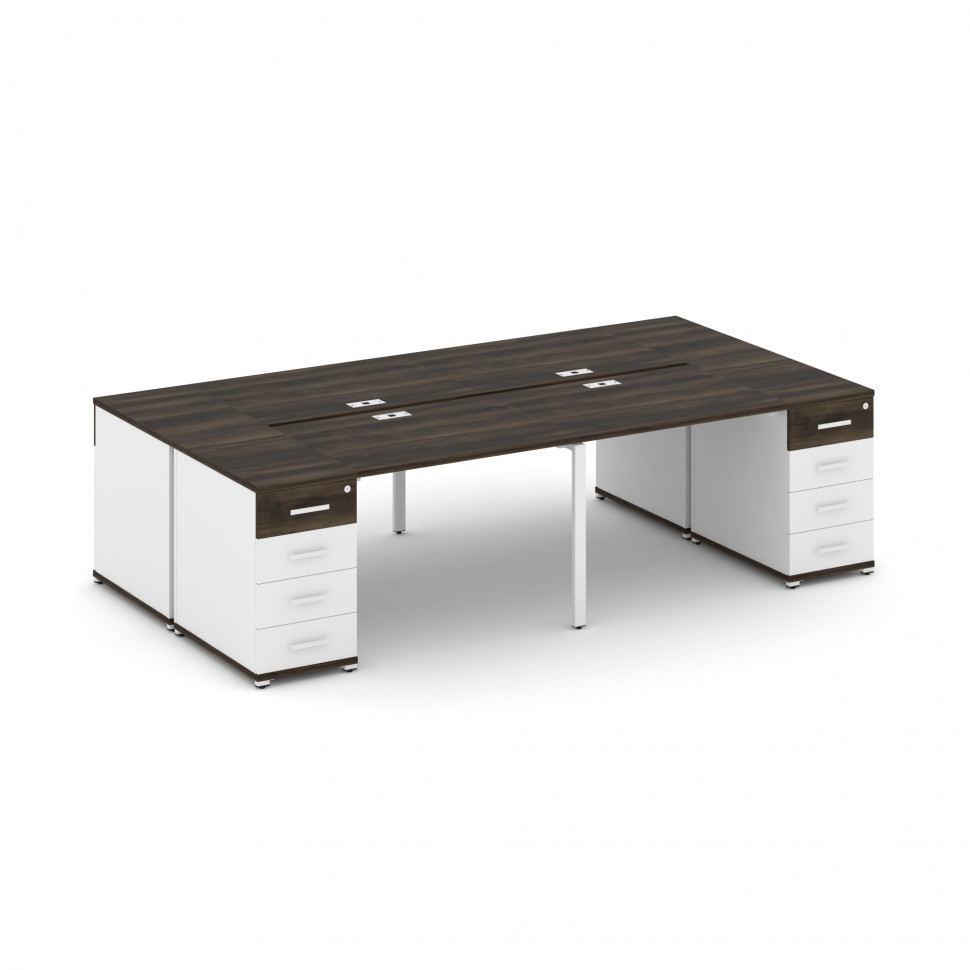 Concept Рабочая станция 4 места с 2 опорными тумбами CN.DRS-425 W Дуб Мали/Белый Бриллиант/Металл Бе Concept Рабочая станция 4 места с 2 опорными тумбами CN.DRS-425 W Дуб Мали/Белый Бриллиант/Металл Бе