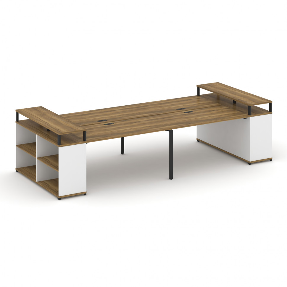 Concept Рабочая станция с опорными стеллажами с верх. горизонтами CN.DRS-251 Сандал Янтарный/Белый Б