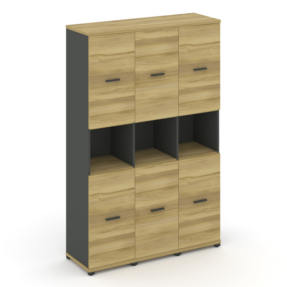 Concept Шкаф 3 узкие секции, 5 ниш CN.STU-533 A Дуб Винченцо/Антрацит/Металл Антрацит 1252*420*1922