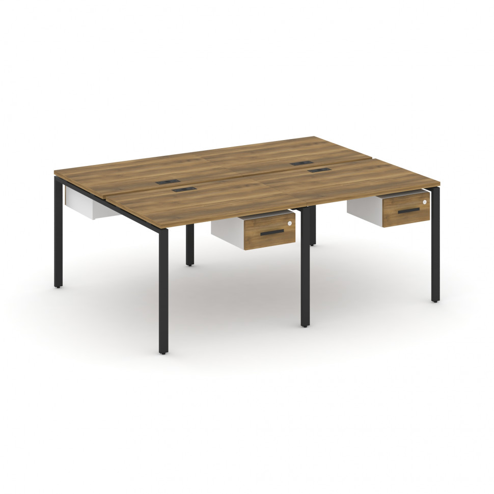 Concept Рабочая станция двухсторонняя с подвесными тумбами на 4 места CN.DRS-129 B Сандал Янтарный/Б