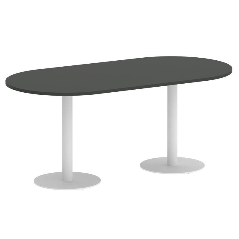 Riva Стол овальный А.СПРГ-3 Антрацит NEW/Металл Белый 1800*900*750