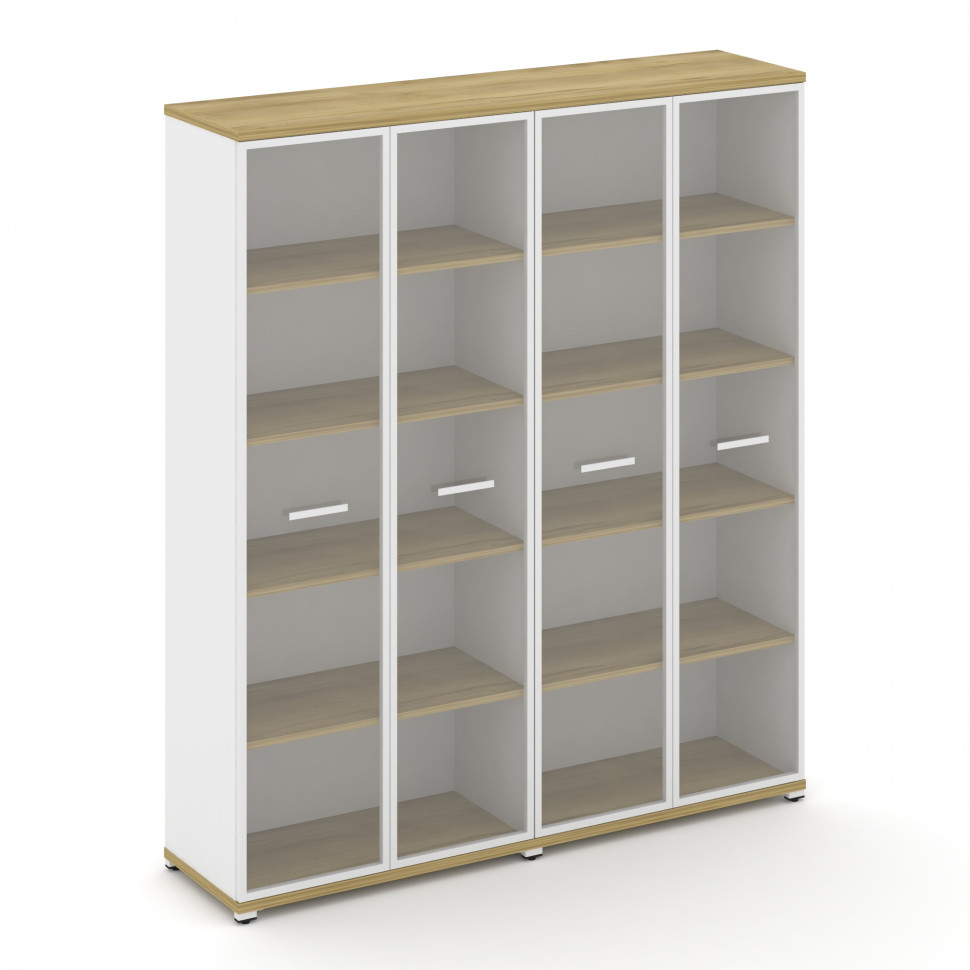 Concept Шкаф 2 широкие секции, 5 ниш CN.STS-528 RPW W Дуб Винченцо/Белый Бриллиант/Металл Белый/Проз