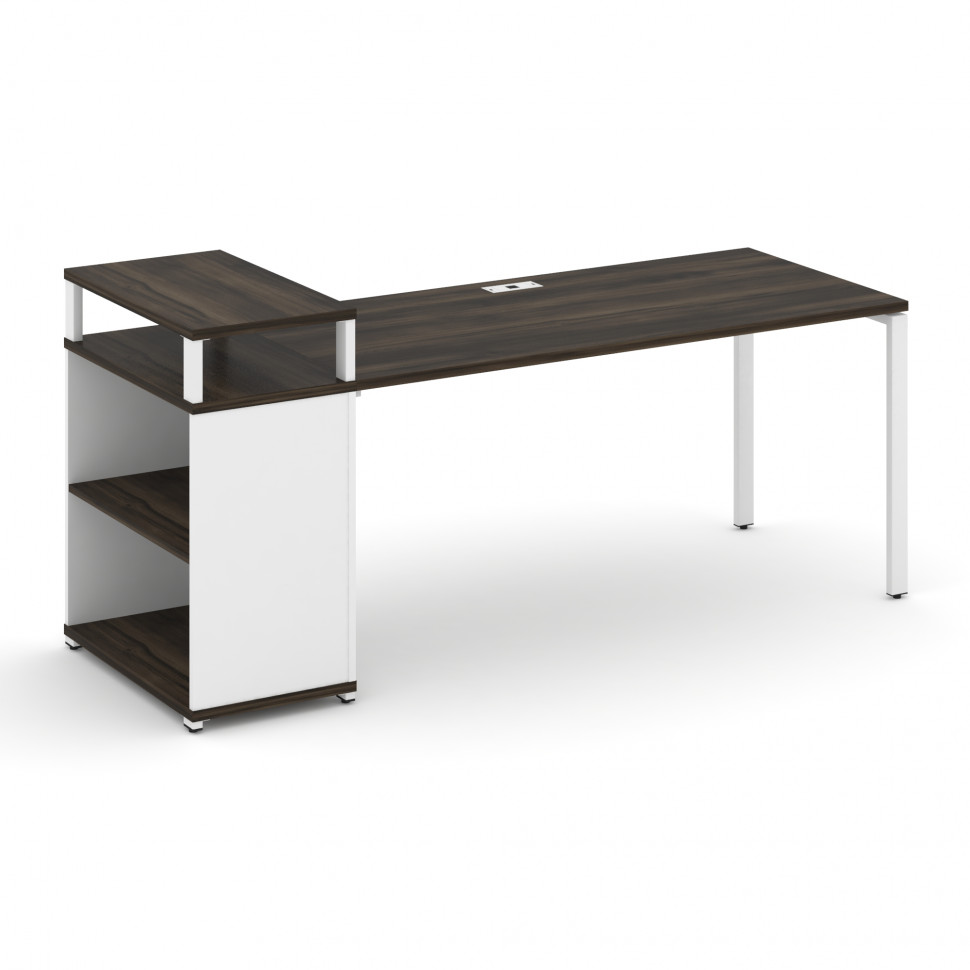 Concept Стол рабочий с опорным стеллажом с верх. горизонтом CN.SP-208 Дуб Мали/Белый Бриллиант/Мета Concept Стол рабочий с опорным стеллажом с верх. горизонтом CN.SP-208 Дуб Мали/Белый Бриллиант/Мета
