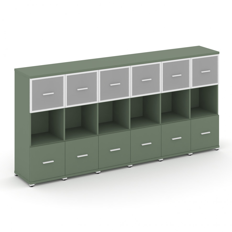 Concept Шкаф 6 узких секций, 3 ниши CN.STU-365 RMW W Кобо/Металл Белый/Сатин 2500*420*1186