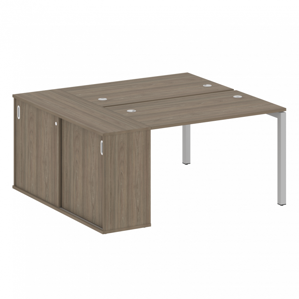 Metal System Quattro Рабочая станция с шкафом-купе на П-образном м/к 50БП.РС-СШК-1.2 Т Вяз Благородн