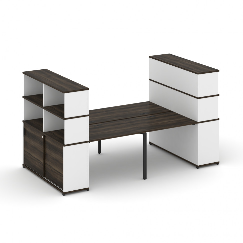 Concept Рабочая станция с опорными шкафами-купе с надставкой выс. CN.DRS-285 B Дуб Мали/Белый Брилли
