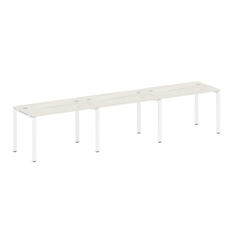 Metal System Рабочая станция на 3 места на П-образном м/к БП.СМ-3.2 Дуб Наварра/Металл Белый 3600*72 Metal System Рабочая станция на 3 места на П-образном м/к БП.СМ-3.2 Дуб Наварра/Металл Белый 3600*72