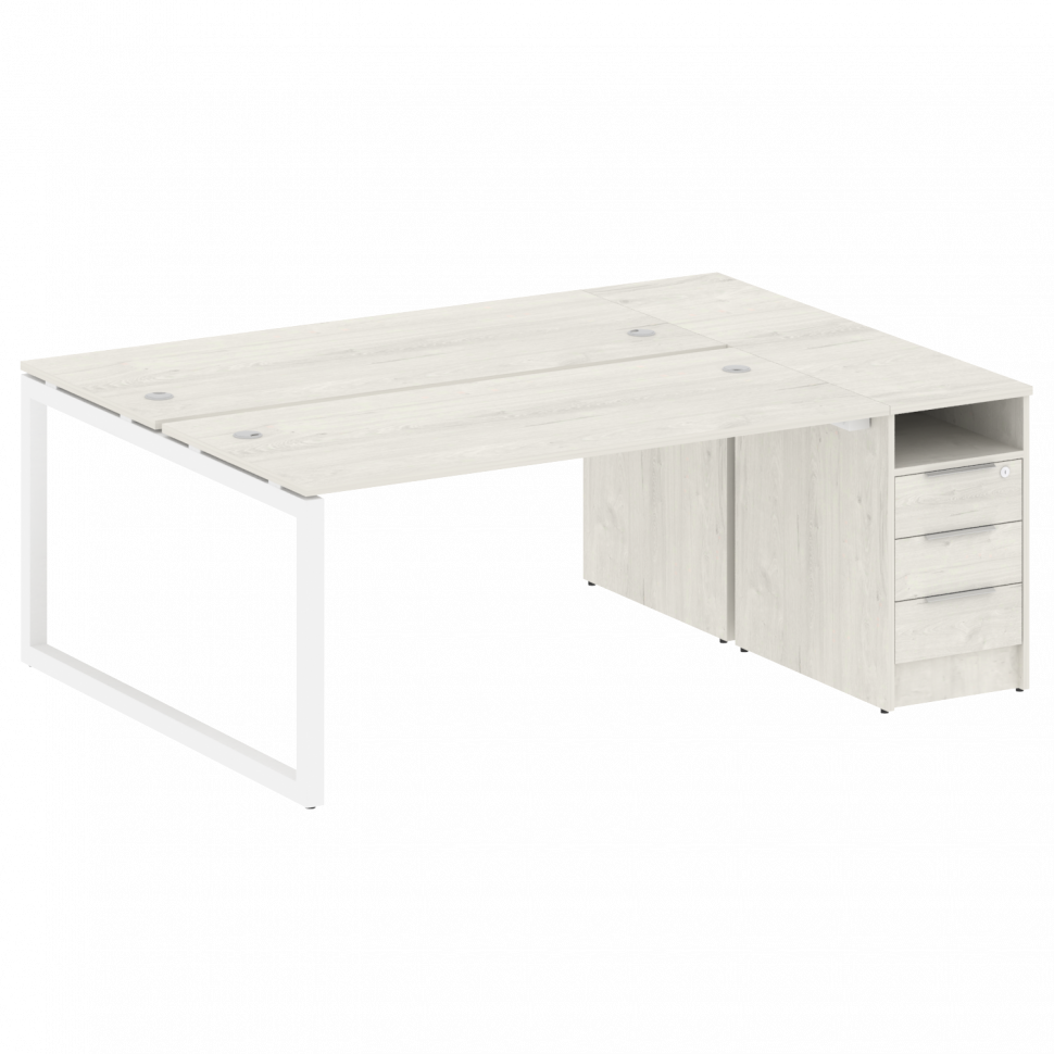 Metal System Quattro Рабочая станция с тумбой на О-образном м/к 50БО.РС-СТП-2.4 Дуб Наварра/Металл Б