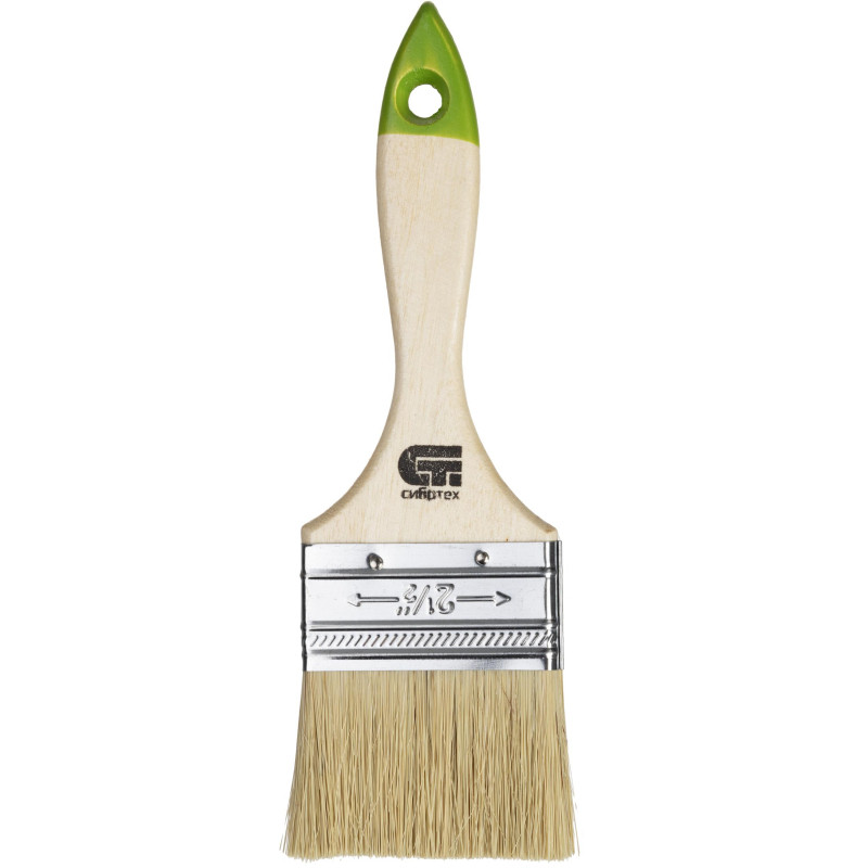 Кисть плоская 63 мм, натуральная щетина, деревянная ручка Сибртех (82264)