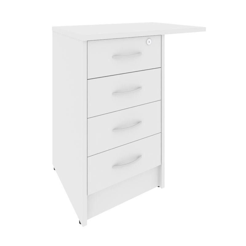 Riva Тумба приставная c фолдингом (с замком, 4 ящика, универсальная левая/правая) А.ТП-4.3F-S Белый