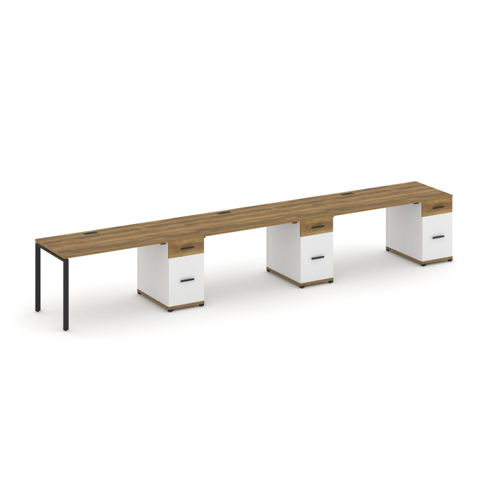 Concept Рабочая станция 3 места с 3 опорными тумбами CN.ORS-446 B Сандал Янтарный/Белый Бриллиант/Ме