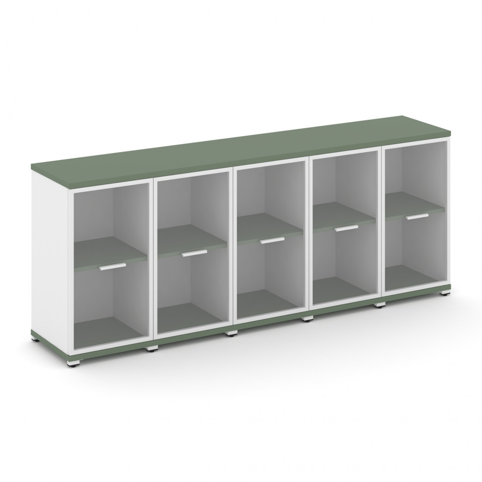 Concept Шкаф 5 узких секций, 2 ниши CN.STU-253 RPW W Кобо/Белый Бриллиант/Металл Белый/Прозрачный 20