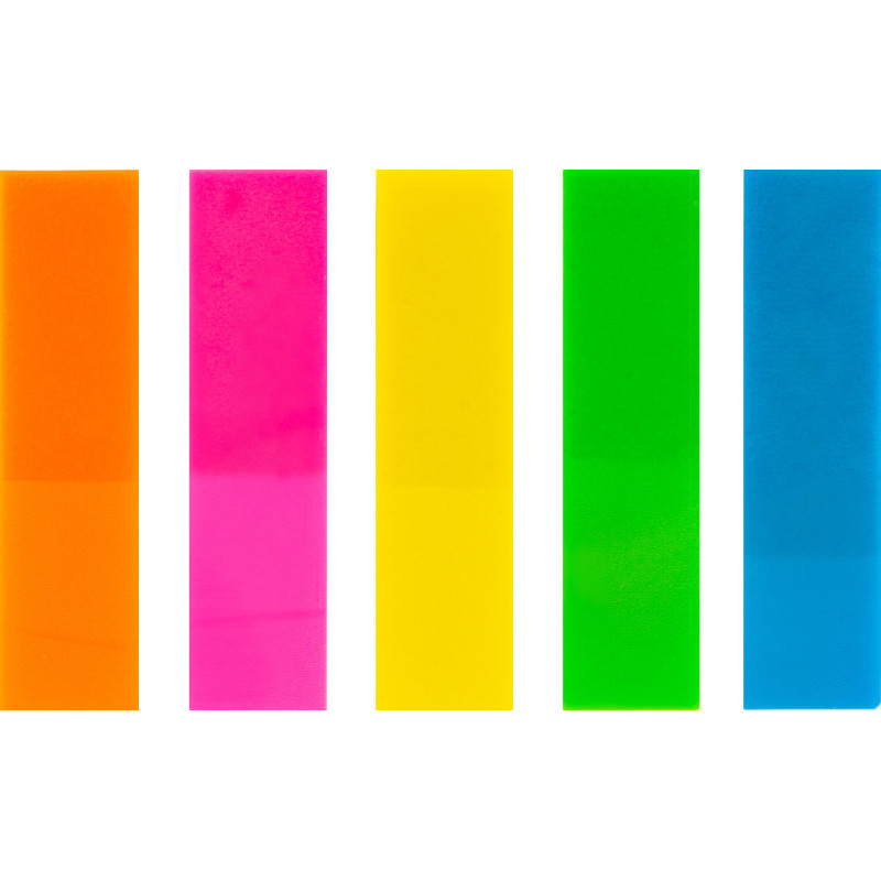 Клейкие закладки пласт. Выбор есть неон 45х12мм 5цв по 20л