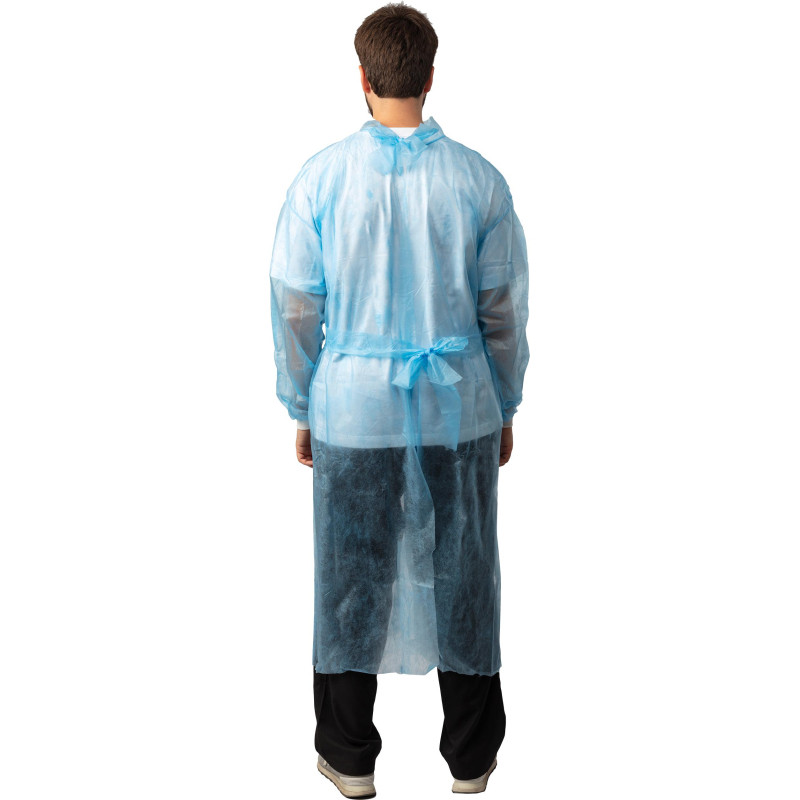 Халат н/с , на завязк, рук.манж, дл.110см, XXL,пл 20, голуб, 10 шт/уп