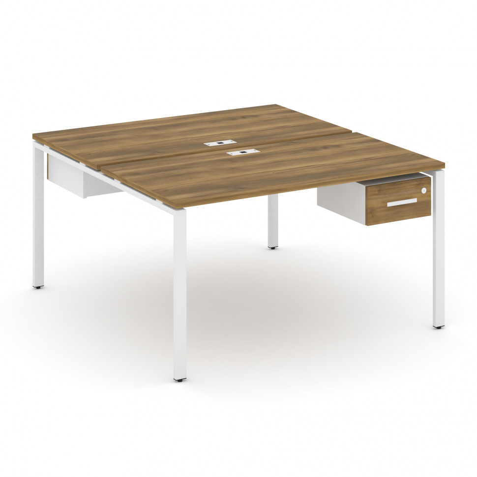 Concept Рабочая станция 2 сторонняя с подвесными тумбами на 2 места CN.DRS-111 W Сандал Янтарный/Бел