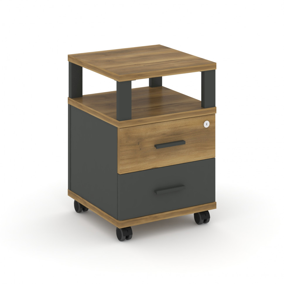 Concept Тумба мобильная 2 ящ. с надставкой CN.TUM-002 A Сандал Янтарный/Антрацит/Металл Антрацит 420