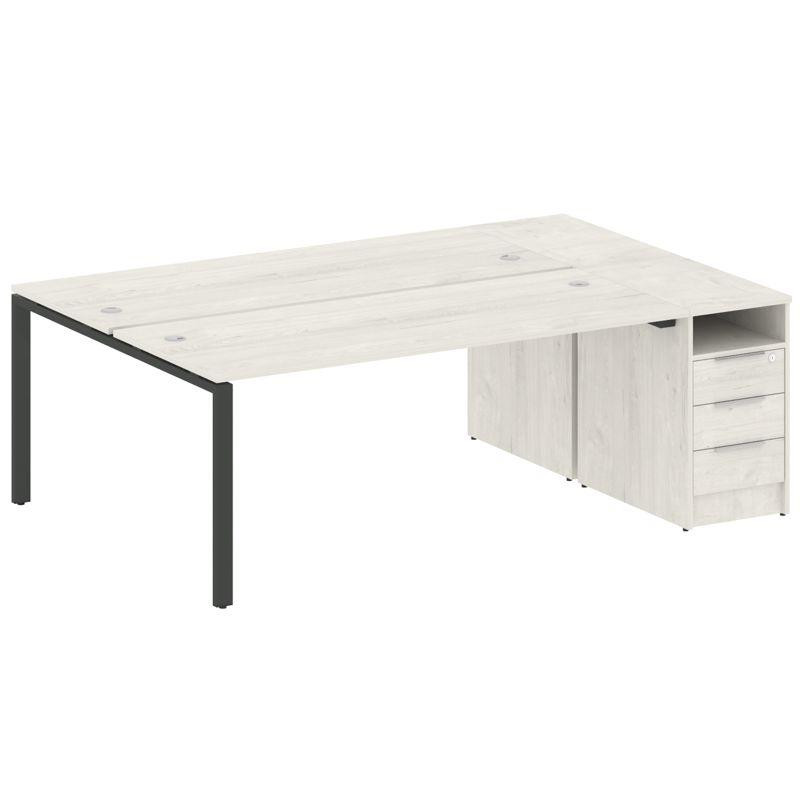 Metal System Рабочая станция с тумбой на П-образном м/к БП.РС-СТП-2.5 Дуб Наварра/Металл Антрацит 22