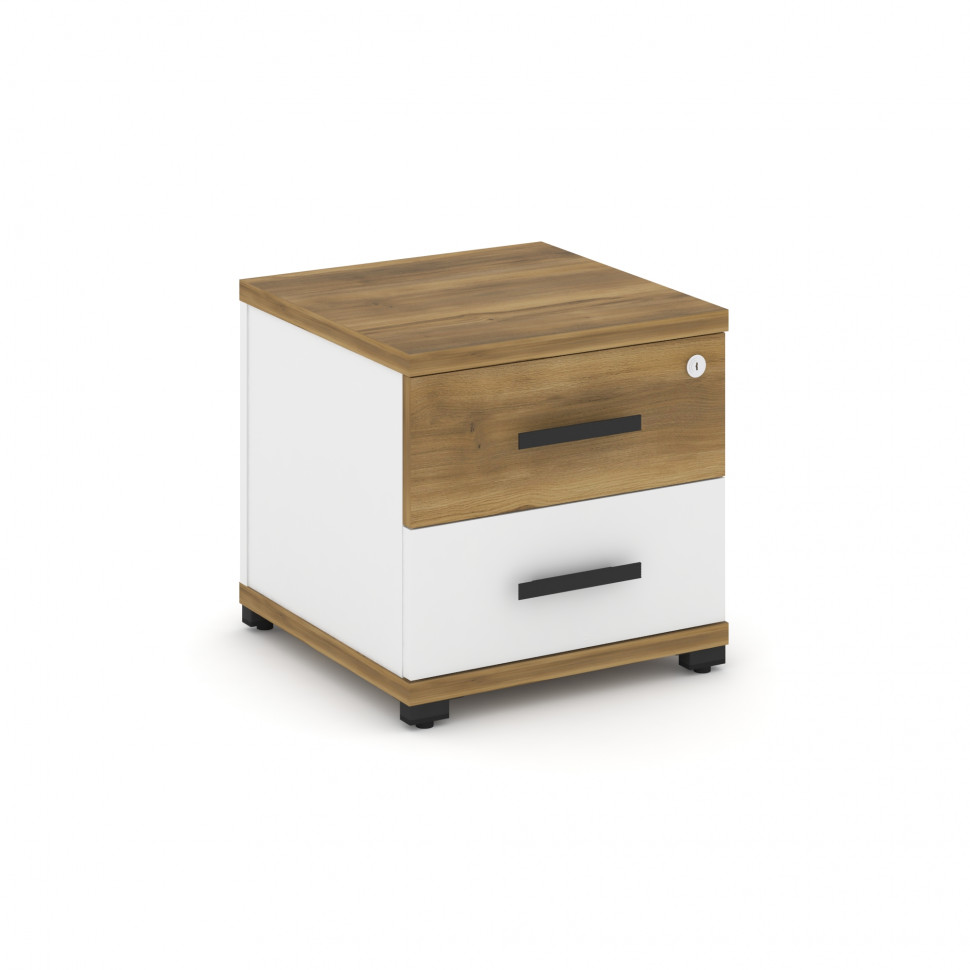 Concept Тумба приставная 2 ящ. CN.TUP-001 B Сандал Янтарный/Белый Бриллиант/Металл Черный 420*420*41