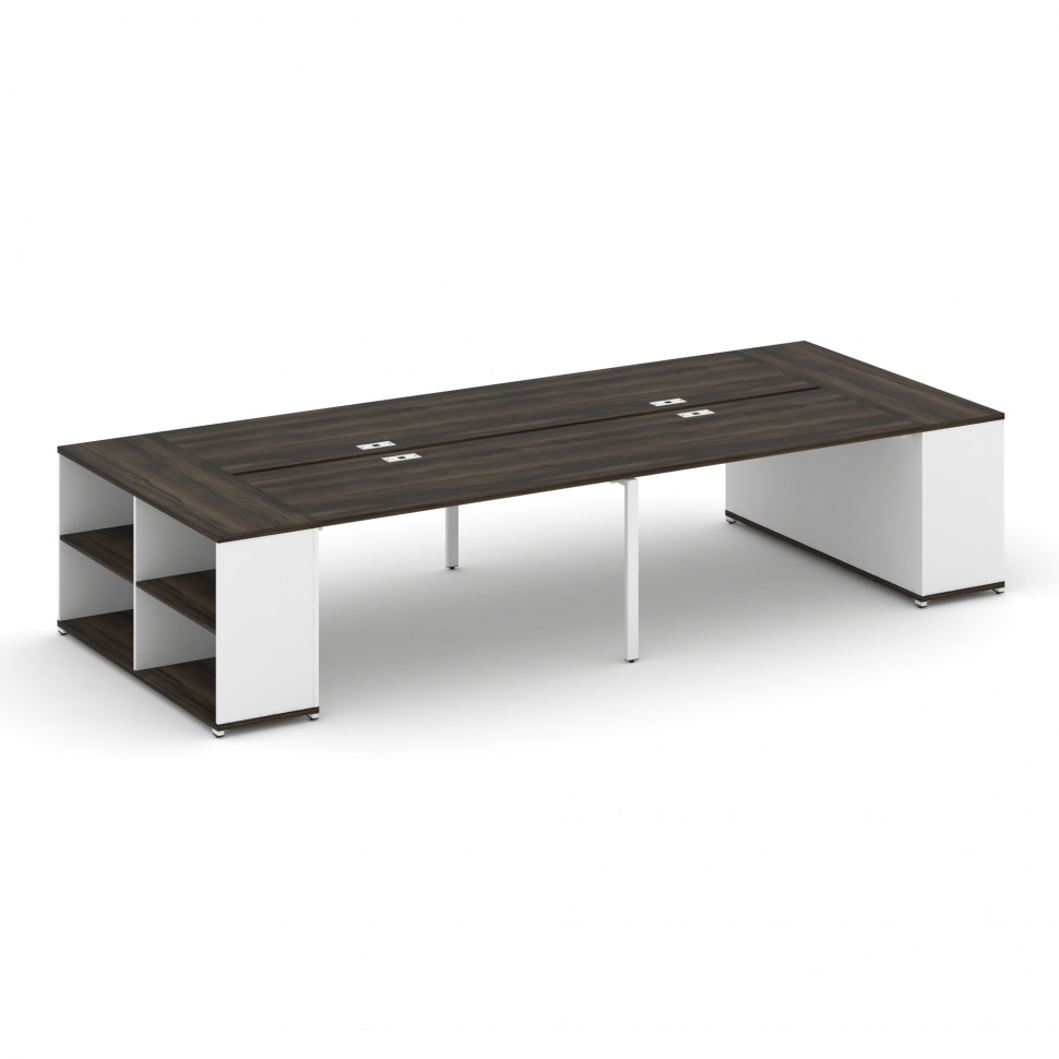 Concept Рабочая станция с опорными стеллажами CN.DRS-247 Дуб Мали/Белый Бриллиант/Металл Белый 3600*