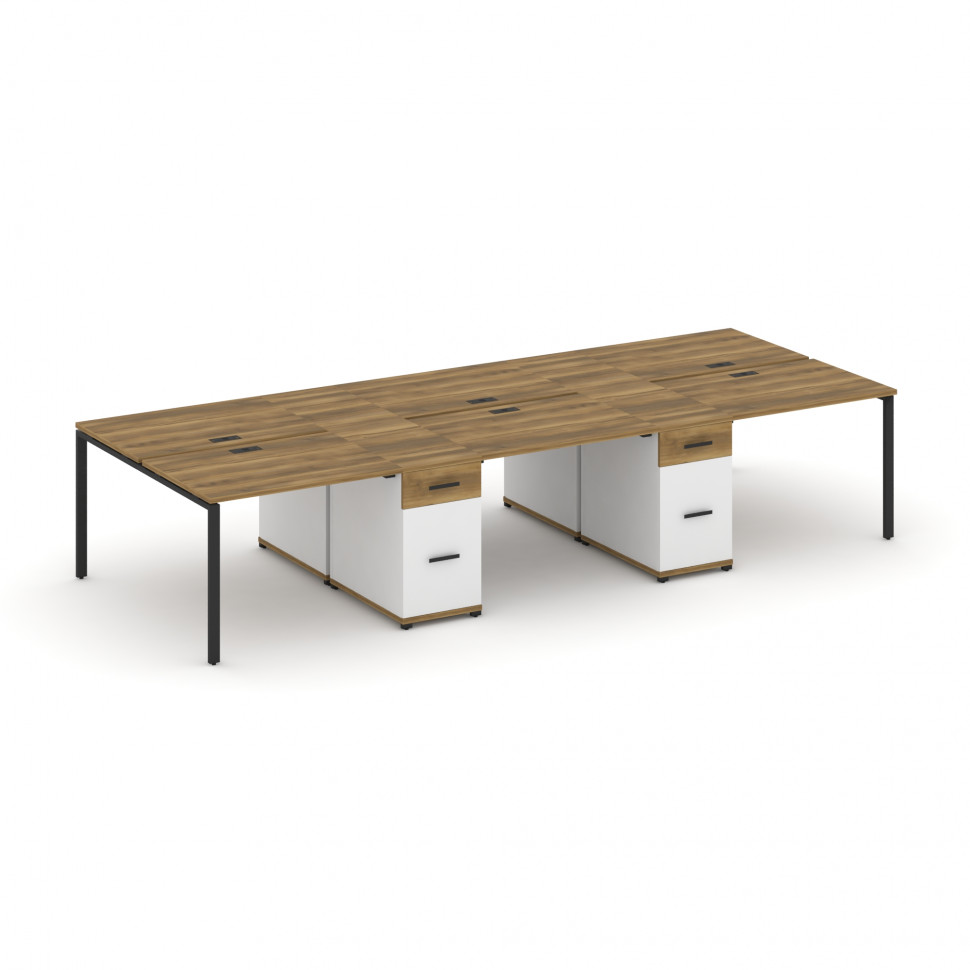 Concept Рабочая станция 6 мест с 2 опорными тумбами CN.DRS-453 B Сандал Янтарный/Белый Бриллиант/Мет