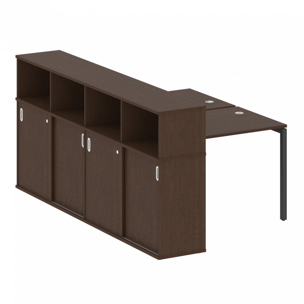 Metal System Quattro Рабочая станция с шкафом-купе на П-образном м/к 40БП.РС-СШК-4.1 Т Венге Цаво/Ме