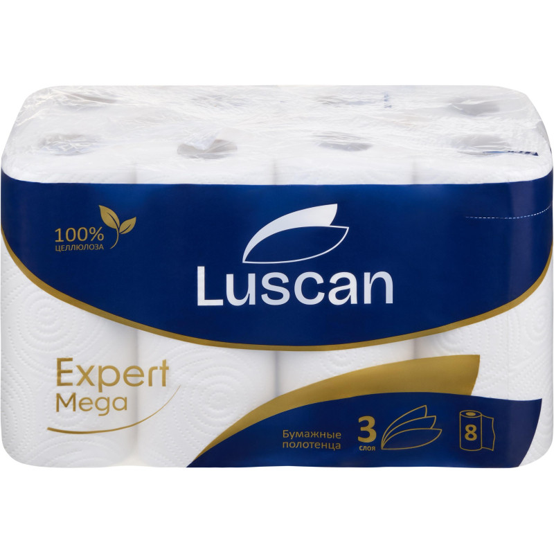 Полотенца бумажные Luscan Expert Mega 3сл, 8рул/уп, 12м