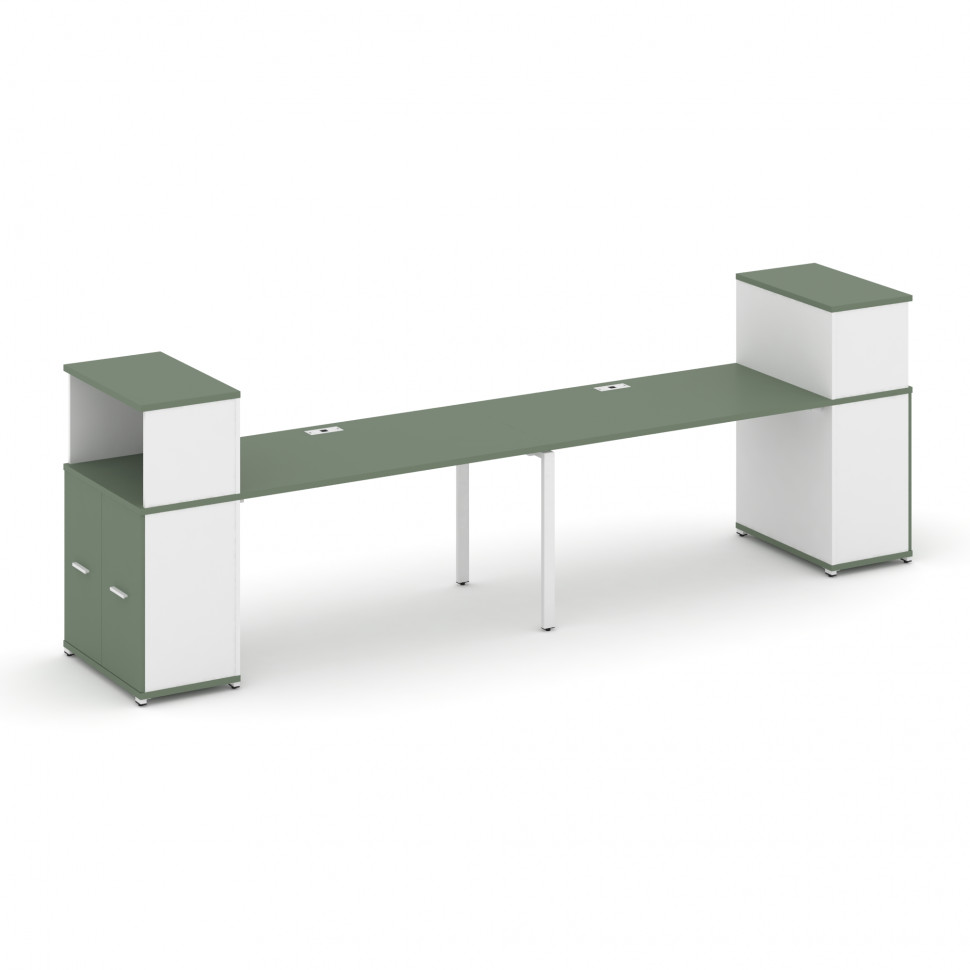 Concept Рабочая станция с опорными распаш. шкафами с надставкой низ. CN.ORS-226 W Кобо/Белый Бриллиа