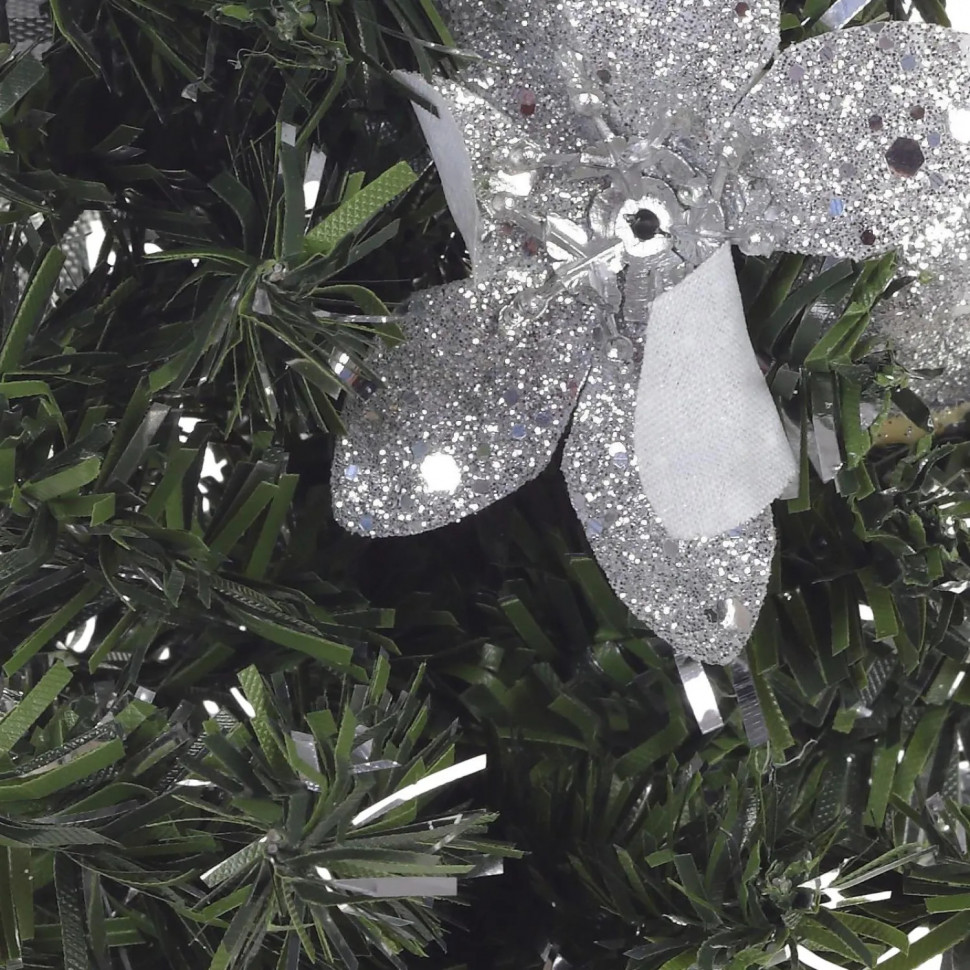 Елка настольная Елка, с декором, серебро L12 W12 H20 см 237279