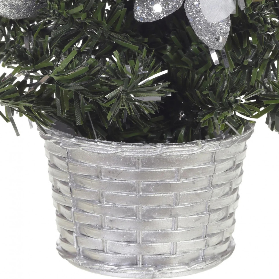 Елка настольная Елка, с декором, серебро L12 W12 H20 см 237279