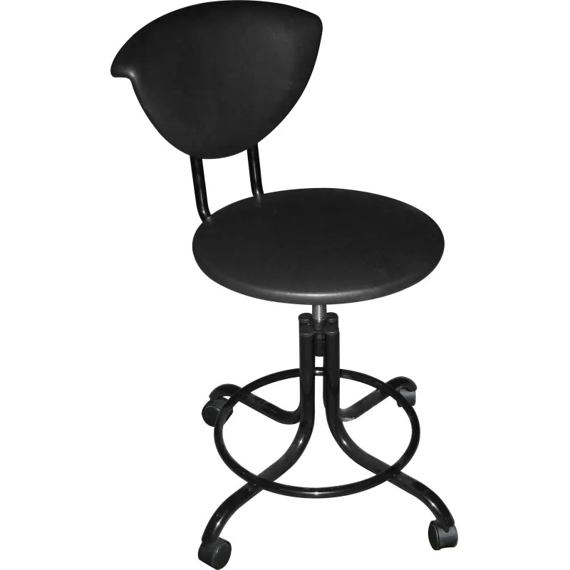 Стул ZM_ лабораторный  винтовое М101-05 черный, и/к черная на роликах