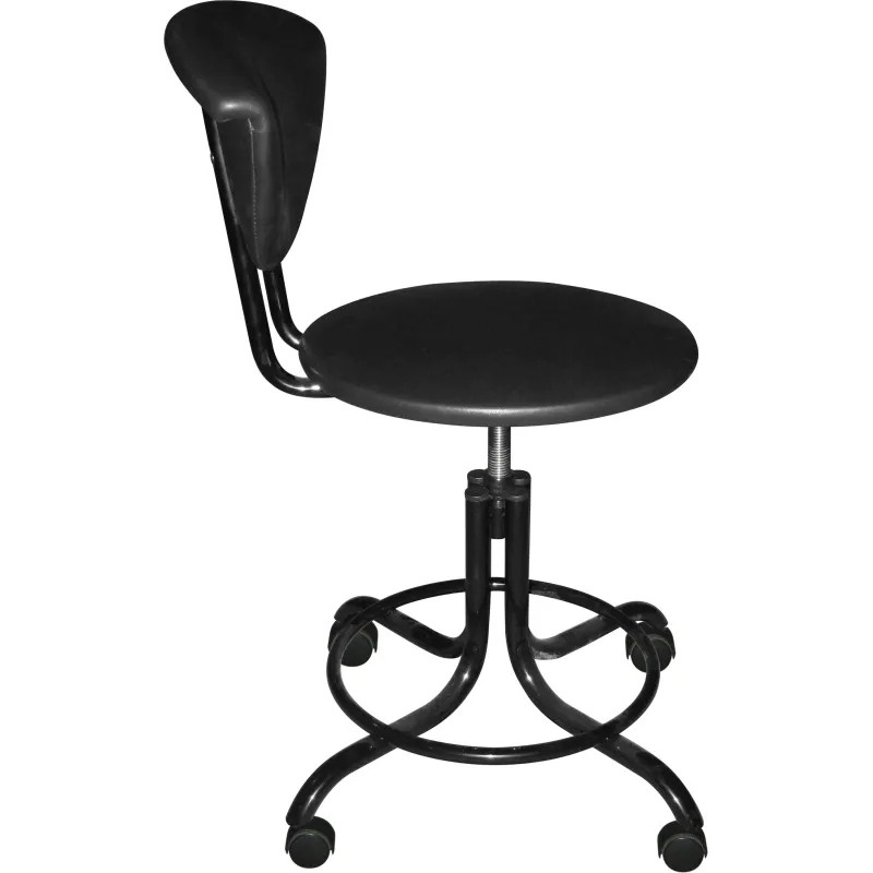 Стул ZM_ лабораторный  винтовое М101-05 черный, и/к черная на роликах