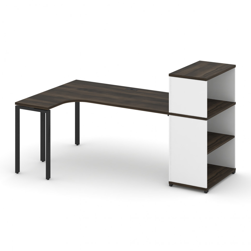 Concept Стол эргономичный с опорным стеллажом с надставкой низ. CN.SA-206(L) Дуб Мали/Белый Бриллиан