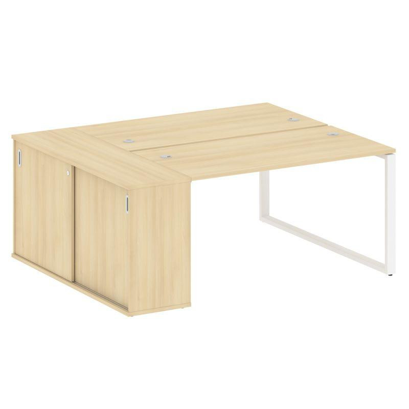 Metal System Рабочая станция с шкафом-купе на О-образном м/к БО.РС-СШК-1.3 Т Акация Лорка/Металл Бел