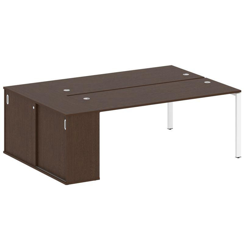 Metal System Рабочая станция с шкафом-купе на П-образном м/к БП.РС-СШК-1.5 Т Венге Цаво/Металл Белый