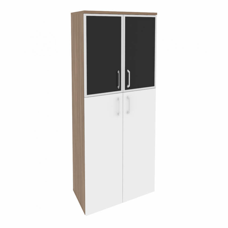 Onix Шкаф высокий широкий O.ST-1.7 R black Дуб Аризона/Белый Бриллиант/Cтекло Black 800*420*1977