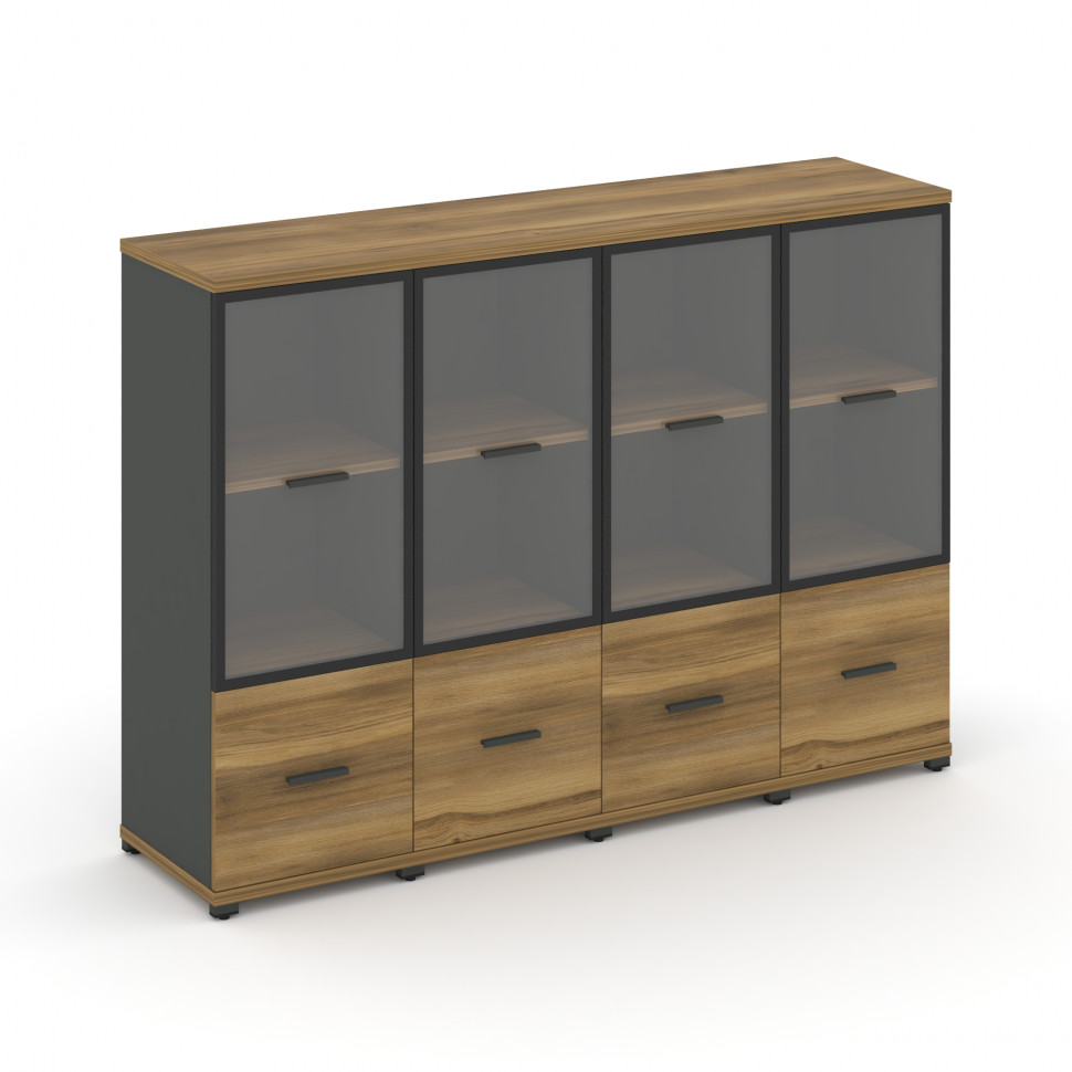 Concept Шкаф 4 узкие секции, 3 ниши CN.STU-342 RPB A Сандал Янтарный/Антрацит/Металл Антрацит/Прозра Concept Шкаф 4 узкие секции, 3 ниши CN.STU-342 RPB A Сандал Янтарный/Антрацит/Металл Антрацит/Прозра