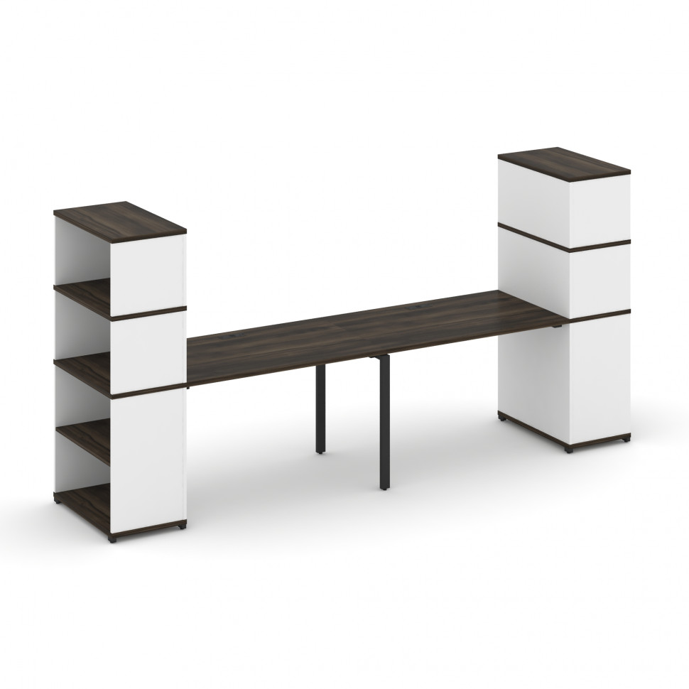 Concept Рабочая станция с опорными стеллажами с надставкой выс. CN.ORS-214 Дуб Мали/Белый Бриллиант/