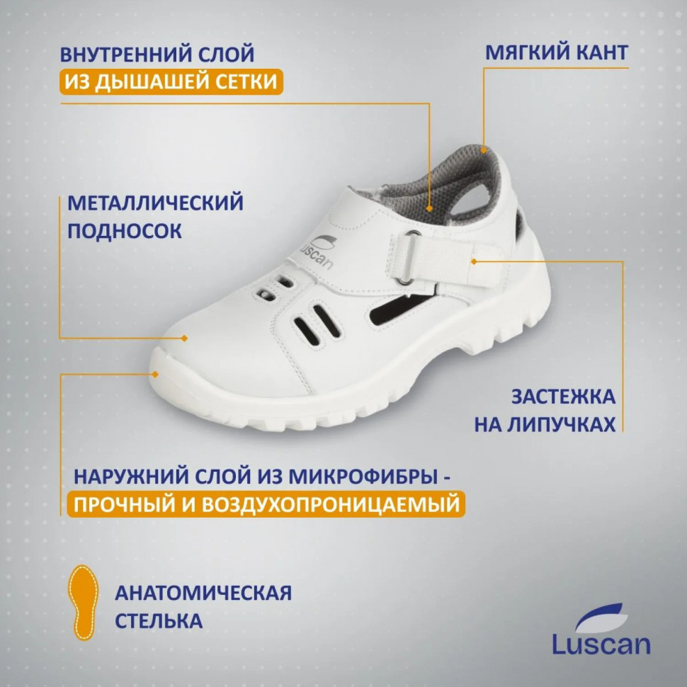 Полуботинки с перфорацией (сандалии) Luscan ПУ, МП  белые (р.39)