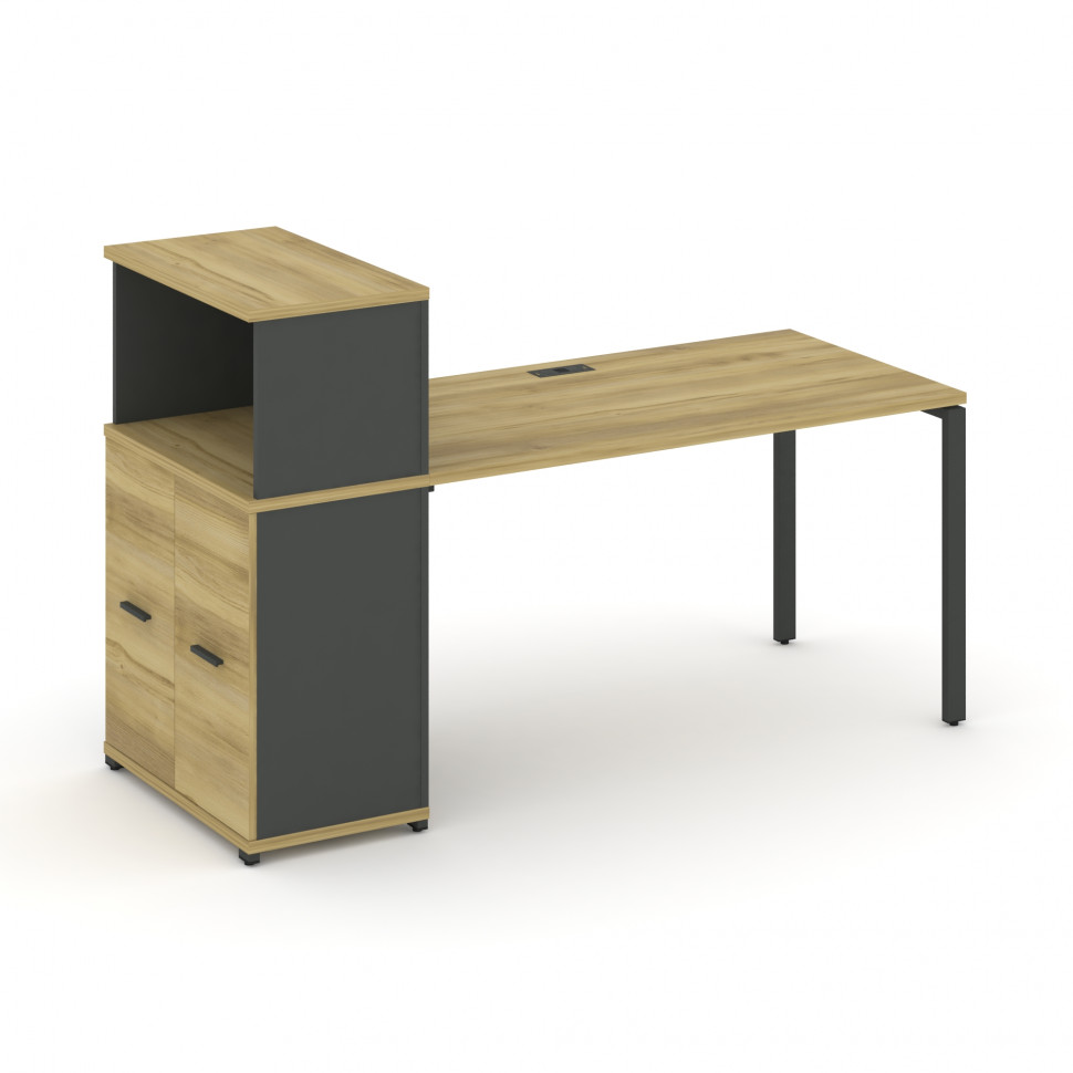 Concept Стол рабочий с опорным распаш. шкафом с надставкой низ. CN.SP-225 A Дуб Винченцо/Антрацит/Ме Concept Стол рабочий с опорным распаш. шкафом с надставкой низ. CN.SP-225 A Дуб Винченцо/Антрацит/Ме