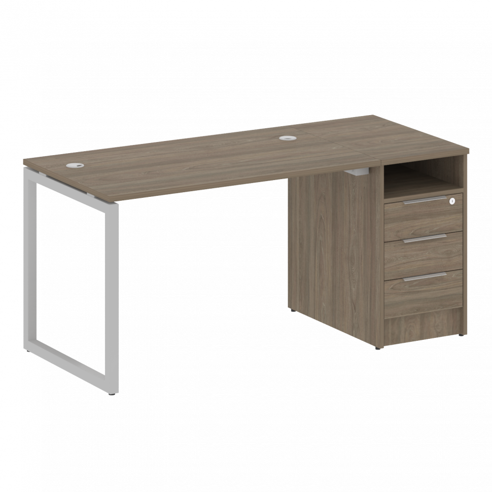 Metal System Quattro Рабочая станция с тумбой на О-образном м/к 40БО.РС-СТП-1.2 Вяз Благородный/Мета