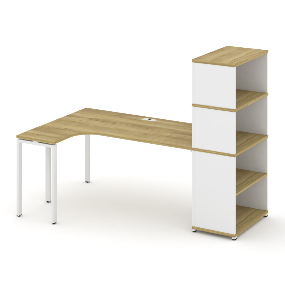 Concept Стол эргономичный с опорным стеллажом с надставкой выс. CN.SA-208(L) Дуб Винченцо/Белый Брил
