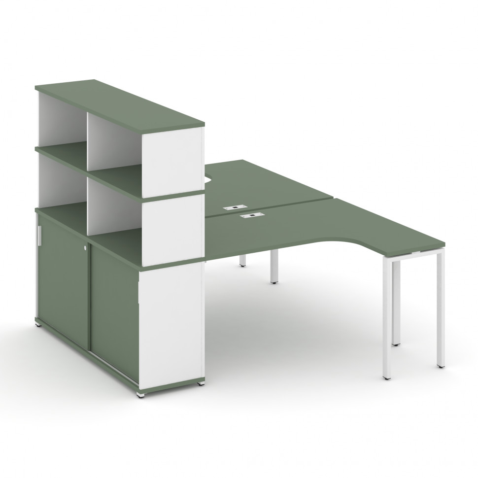 Concept Рабочая станция с опорным шкафом-купе с надставкой выс. CN.DSA-222 W Кобо/Белый Бриллиант/Ме Concept Рабочая станция с опорным шкафом-купе с надставкой выс. CN.DSA-222 W Кобо/Белый Бриллиант/Ме